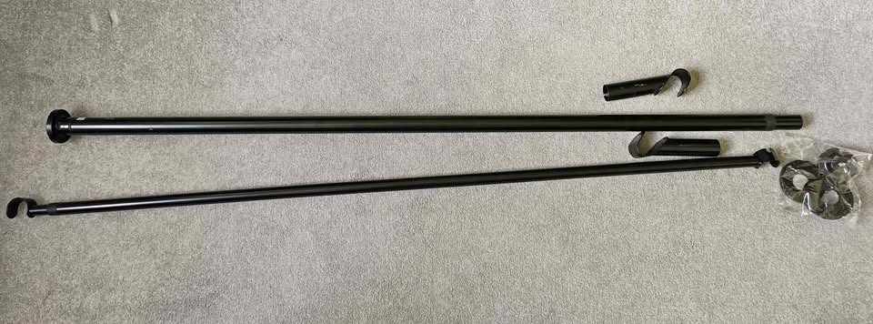2 x IKEA double extendable black curtain rod sets.