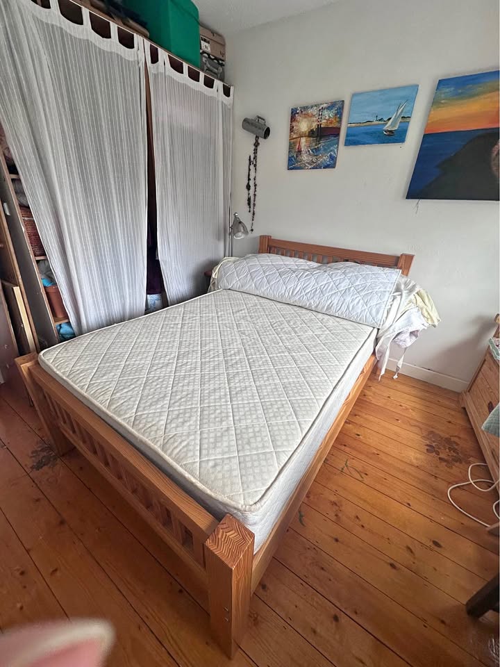 Double Bed – Solid Pine Frame + Irish-Made Mattress