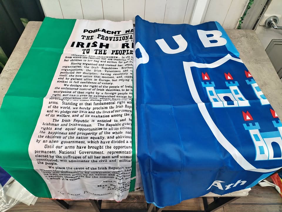 2 New Large Irish Flags 155 x 90 cm. Irish Proclamation Ireland Dublin