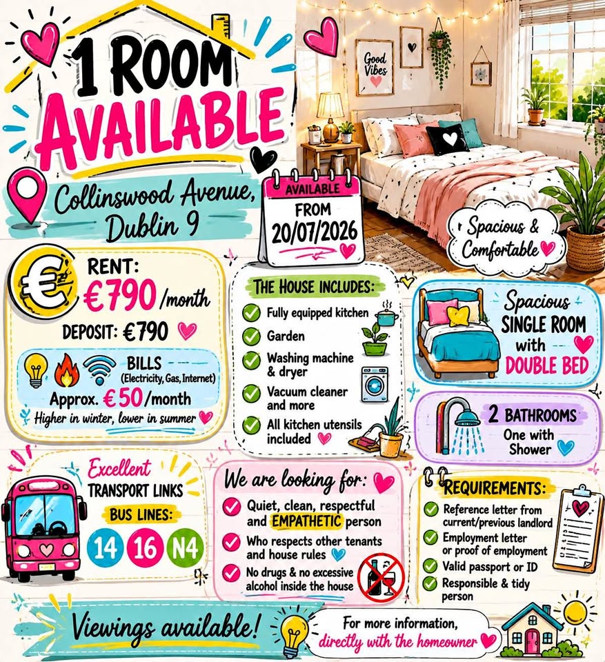 single room with double bed for rent